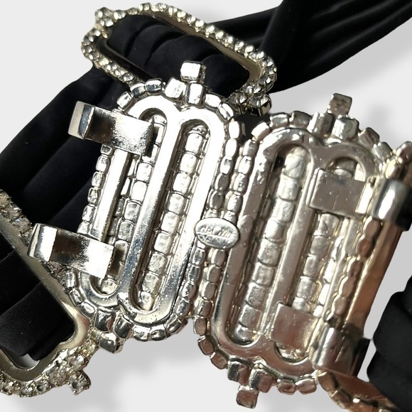 William deLillo Vintage 70s Satin Rhinestone Belt Statement Designer Couture - Picture 10 of 14